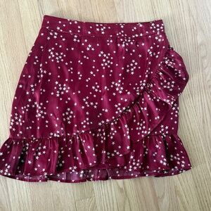 Maroon Mini Skirt with Little Stars with Ruffles
